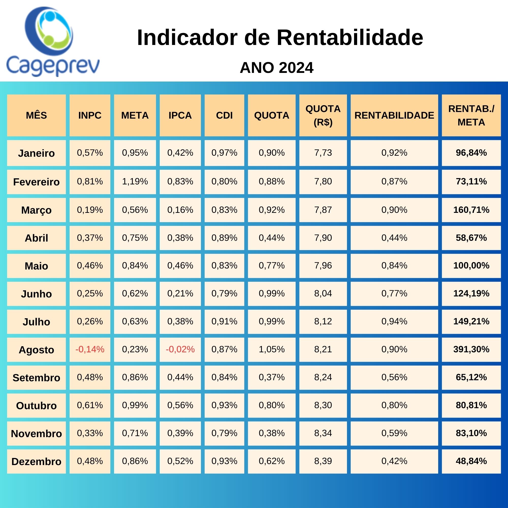 Planilha Rentabilidade (30 x 30 cm) 2024